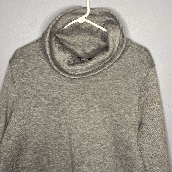 Lands End Heather Gray Cowl Neck Long Soft Cross Over Detail Sweater Size XL 18 - Picture 2 of 9